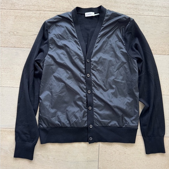 Monclear Maglia Tricot V-Neck Cardigan Sz S black - Picture 3 of 11